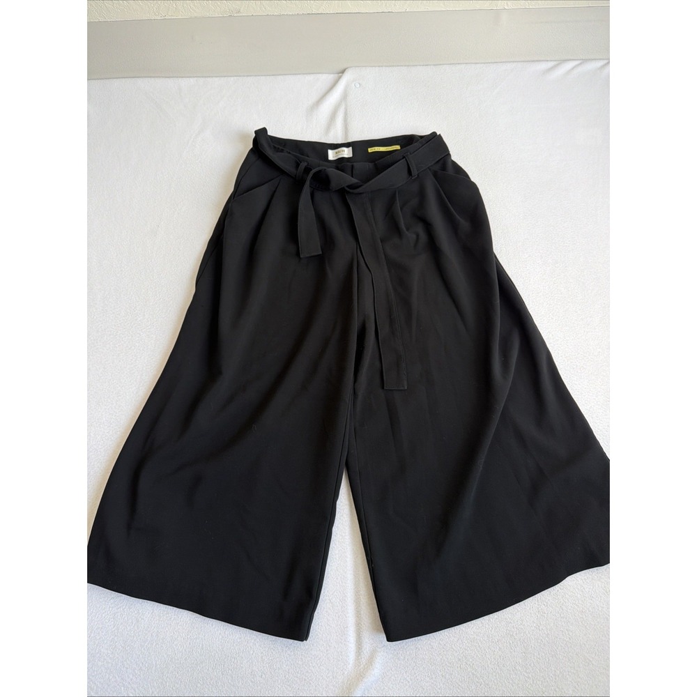 Maeve Pants 2 High Rise Belted Culottes Crop Wide Leg Pants Black Paperbag